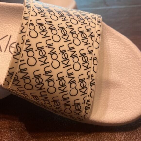 Calvin Klein Womens Logo Slide Sandals Size 7 White - Picture 3 of 6